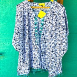 NWT ROBERTA ROLLER RABBIT SPIRIT KAFTAN NAOLIN WHITE